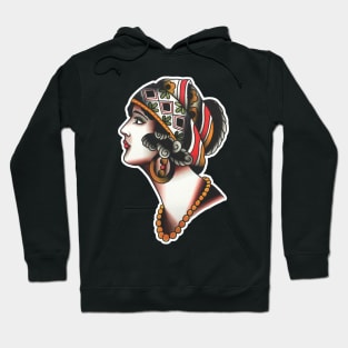 Classic Lady Face Tattoo Design Hoodie